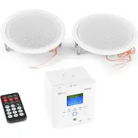 Power Dynamics Haut-parleur de plafond BTW30 Set (Actif, 2x 15 W), Haut-parleur PA, Blanc