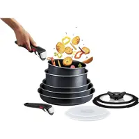 Tefal Ingenio So'Light Set de 11 ustensiles de cuisine (L72393), Poêle + casserole, Noir, Gris