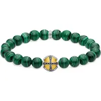 Thomas Sabo Bracelet Croix vert, (16 cm, Argent sterling 925, Noirci, Or jaune 750 plaqué or)
