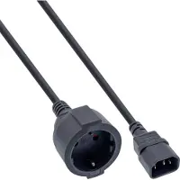 InLine 16659A Câble adaptateur réseau, dispositifs froids C14 sur prise femelle avec contact de protection, pour UPS, 1m
