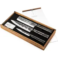Forged Brute Set De Couteaux 3pcs, Couteau Chef + Couperet + Couteau Menager -