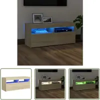 The Living Store Armoire TV avec lampes LED Chêne Sonoma 90x35x40 cm