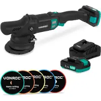 Vonroc PRO Dual Action Polisher 20V – Ø 125mm | Incl. 2x 2.0Ah Battery, quick charger and 5 polishing pads
