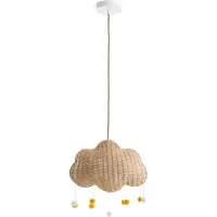 Beliani Suspension en rotin naturel avec abat-jour tricoté à la main en forme de houppette style boho
