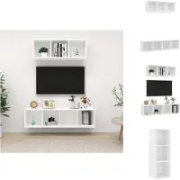 vidaXL Ensemble de 2 meubles TV Blanc Matériau dérivé du bois - Meubles TV