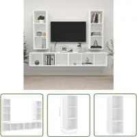 The Living Store Armoires TV murales 4 pcs. Blanc Bois composite