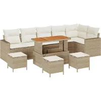 vidaXL Ensemble de canapés de jardin avec coussins (12 pièces), beige et crème, en polyrotin