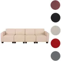 Mendler Canapé 4 places lounge/salon Lyon, système modulaire, simili-cuir, crème