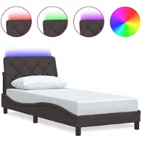 vidaXL Cadre de lit avec LED sans matelas brun foncé 80x200 cm Tissu