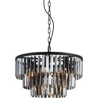 QAZQA Lustre moderne noir avec verre fumé 9 lumières - Amel