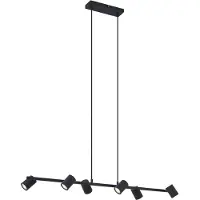 QAZQA Suspension moderne noire à 6 lumières - Jeana Straight