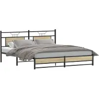 vidaXL Lit métallique sans matelas Chêne Sonoma 180x200 cm