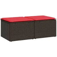 vidaXL Ensemble de salon de jardin 2 pièces avec coussins Marron Poly rotin Acacia