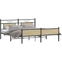 vidaXL Lit métallique sans matelas Chêne Sonoma 180x200 cm