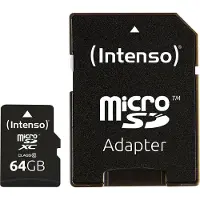 Intenso MicroSD carte mémoire 64GB + adaptateur SD