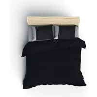 L'essentiel Maison , Plain - Black, Grey, ensemble linge de lit, noir, 100 % COTON RANFORCE, 240 x 220 cm