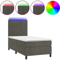 Syfax Sommier à lattes de lit matelas LED Gris foncé 90x190cm Velours