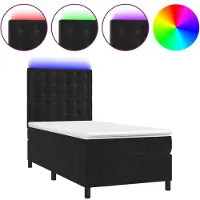 vidaXL Lit boxspring avec matelas & LED noir 80x200 cm velours