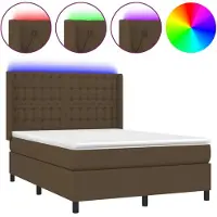 Syfax Sommier à lattes de lit matelas et LED Marron foncé 140x190 cm