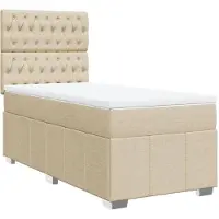 vidaXL Lit boxspring avec matelas Crème 100x200 cm Tissu