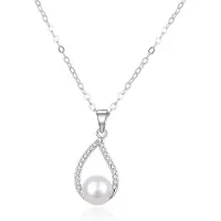 Beneto Elégant collier en argent avec une vraie perle AGS984 / 47P (L), (Argent, Perle véritable)