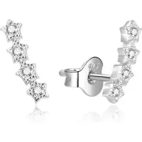 Beneto Boucles d'oreilles longitudinales ludiques avec zircons clairs AGUP2116L