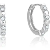 Beneto Boucles d'oreilles élégantes en argent avec zircons clairs AGUC2714 (L), (Argent)
