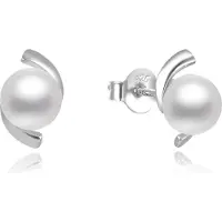 Beneto Boucles d'oreilles élégantes en argent perlé AGUP2668P (L), (Argent)