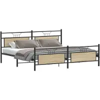vidaXL Lit métallique sans matelas Chêne Sonoma 200x200 cm