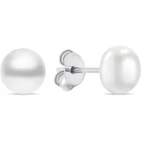 Brilio Silver Silver - Charmants boucles d'oreilles en argent avec de vraies perles EA585/6/7/8W - Diamètre : 0.8