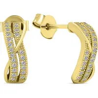 Brilio Silver Silver - Superbes boucles d'oreilles plaquées or avec zircons EA589Y, (Argent)