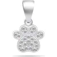 Brilio Silver - Charmant pendentif en argent avec zircons Paw PT85W, (Argent)