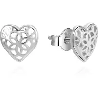 Beneto Boucles d'oreilles cœur en argent AGUP3348