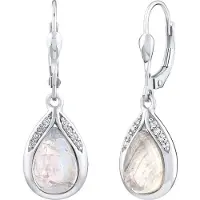 Silvego Boucles d'oreilles en argent avec véritable pierre de lune JST13327EMS, (Argent, Pierre de lune)