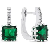 Brilio Silver - Boucles d'oreilles originales en argent avec zircons verts EA670WG