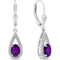 Brilio Silver - Impressionnantes boucles d'oreilles en argent avec zircons violets EA310WAM