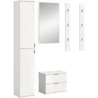 Ebuy24 ProjektX ensemble d'armoires de rangement 4 éléments blanc brillant.