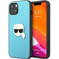 Karl Lagerfeld Étui pour iPhone 13 mini en cuir bleu Ikonik de