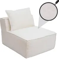 MCW Fauteuil/accessoires pour canapé -O54, fauteuil lounge, partie centrale rembourrée, tissu/textile (300 g/m²) 63 x 75 x 97 cm ~ crème
