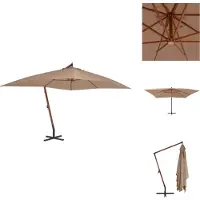 The Living Store Parapluie avec mât en bois 400x300 cm Taupe