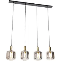 QAZQA Suspension intelligente noire avec verre fumé 4 lumières incl. Wifi A60 - Zuzanna