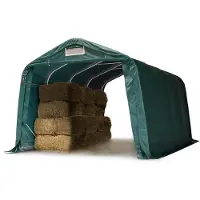 TOOLPORT Abri foin robuste 3,3x4,8 m étanche bâche PVC 800N, vert, ancrage pour sol dur