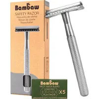 Bambaw Rasoir de sécurité pour hommes et femmes, avec 5 lames en acier inoxydable suédois, tranchantes et résistantes à la rouille, rasoir mécanique pour hommes pour un rasage précis, femmes