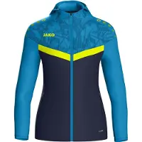 Jako Veste à capuche Iconic Femme - Bleu marine / / Jaune fluo