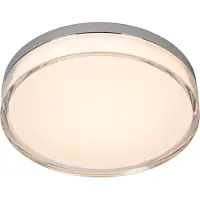 Lucide Plano - plafonnier d'extérieur - Ø 28 x 5,9 cm - 16W LED dimmable inclus - IP44 - opale et chrome