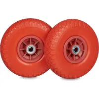 Relaxdays , lot de 2 roues pour diable, 3,00-4 pouces, 260 x 85 mm, pneus en caoutchouc plein anti-crevaison, axe de 20 mm, charge maximale de 80 kg, rouge