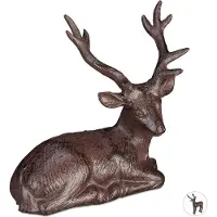 Relaxdays Figurine De Cerf Figure De Jardin Cerf De Jardin De Balcon En Fonte Chevreuil