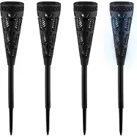 Relaxdays Lot de 4 lampes solaires , style torche, éclairage de jardin avec effet lumineux, H x P : 41 x 7 cm, avec piquet, noir