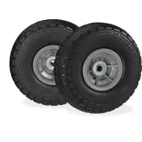 Relaxdays , lot de 2 roues pour diable, pneus en caoutchouc plein anti-crevaison, 4,1/3,5-4", axe de 16 mm, charge max. 150 kg, 260 x 85 mm, noir-gris
