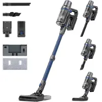 Olvy Aspirateur sans fil avec fonction balayage - Aspirateur sans fil sans sac avec filtre HEPA, écran LED, accessoires - Idéal pour sols durs & tapis